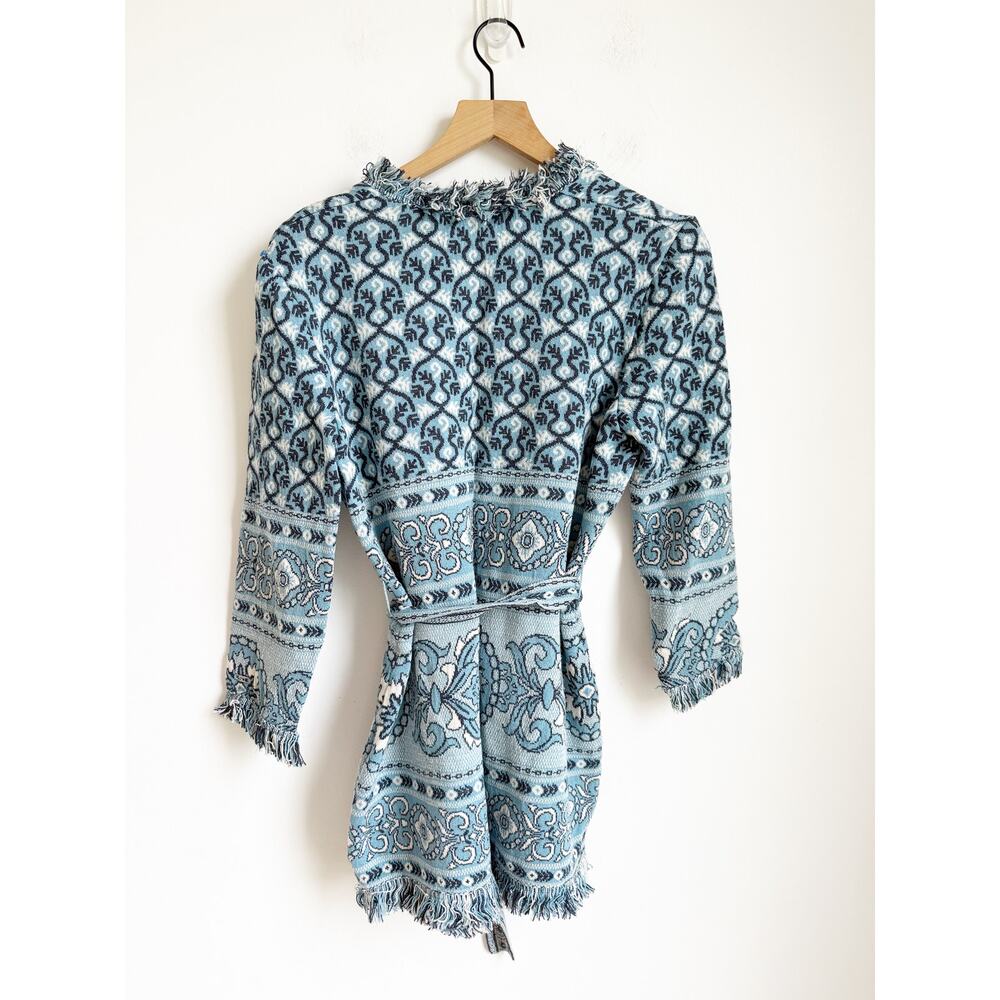 ST JOHN Blue Boho Cardigan Weater Paisley size Medium - Picture 4 of 8